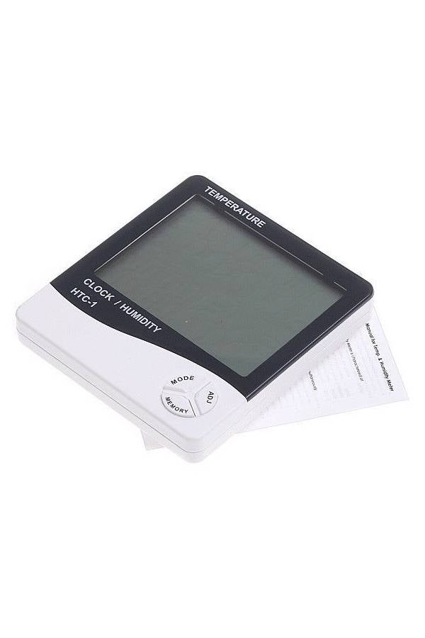 ساعة رقمية بشاشة LCD مزودة بخاصية لقياس درجة الحرارة والرطوبة واختبارهما  - Image 1