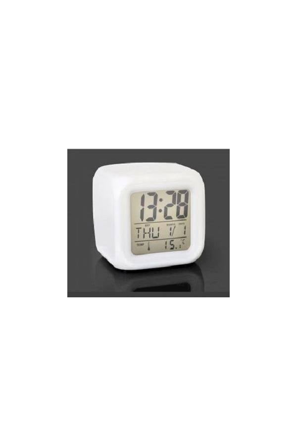 Color change digital alarm clock White 8" x 8" (Approx)cm