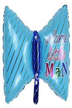 Generic Bowtie Foil Helium Balloons For Baby Shower Party Decoration (Blue Welcome Little Man)  - Image 1