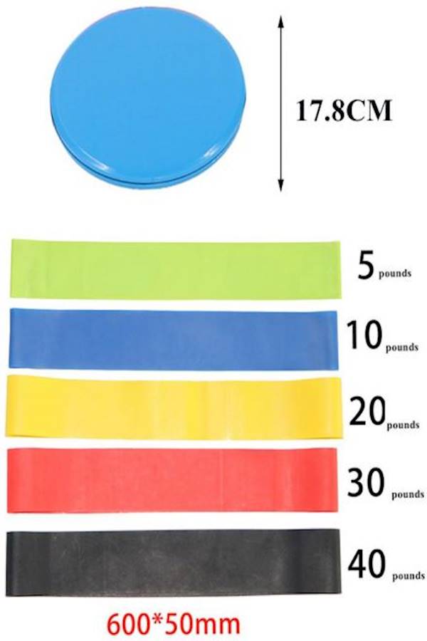 Generic 2Pcs Fitness Gliding Discs Gym Slider Fitness Disc Training Abdominal Workout Sliding Disc With 5Pcs Resistance Bands Yoga Bands  - Image 4