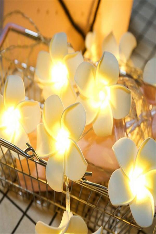 10 LED Plumeria Flower String Light White/Yellow - Image 4