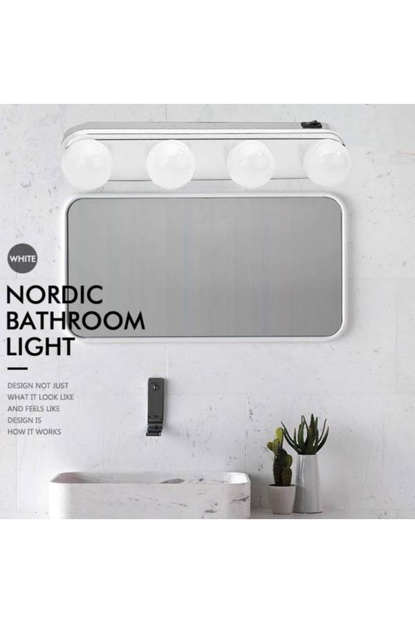 مصباح فاخر عصري متوهج لصالونات المكياج بـ 4 أضواء LED ممتازة أبيض - Image 5