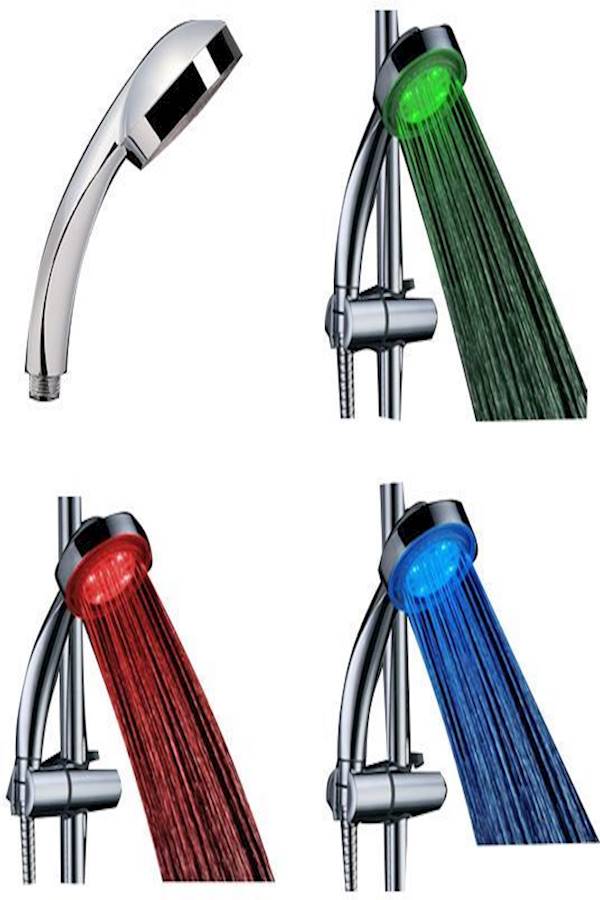 رأس دش بإضاءة LED من 3 ألوان فضي - Image 4