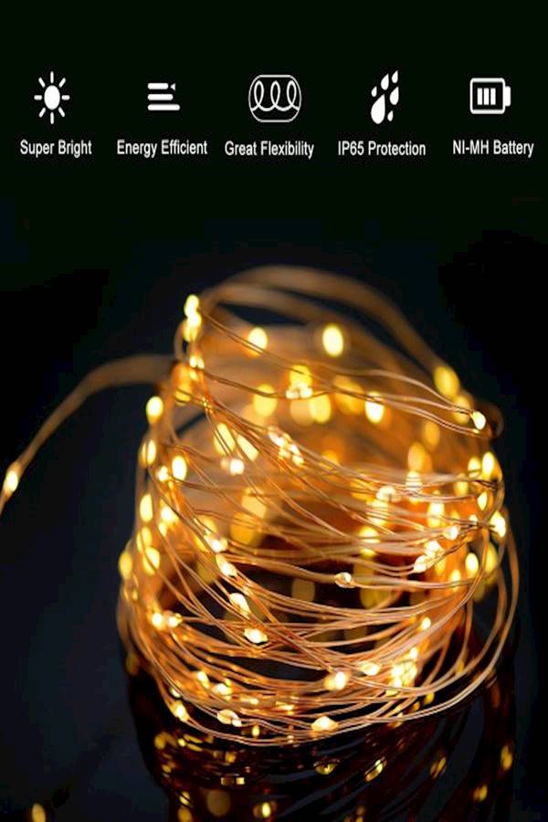 Decorative copper LED string light outdoor solar night light 33FT/10M 140grams - v1555597133/N24033379A_2