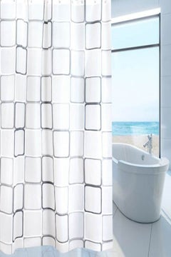 Generic Waterproof Square Printing Shower Curtain White 180x200centimeter  - Image 3