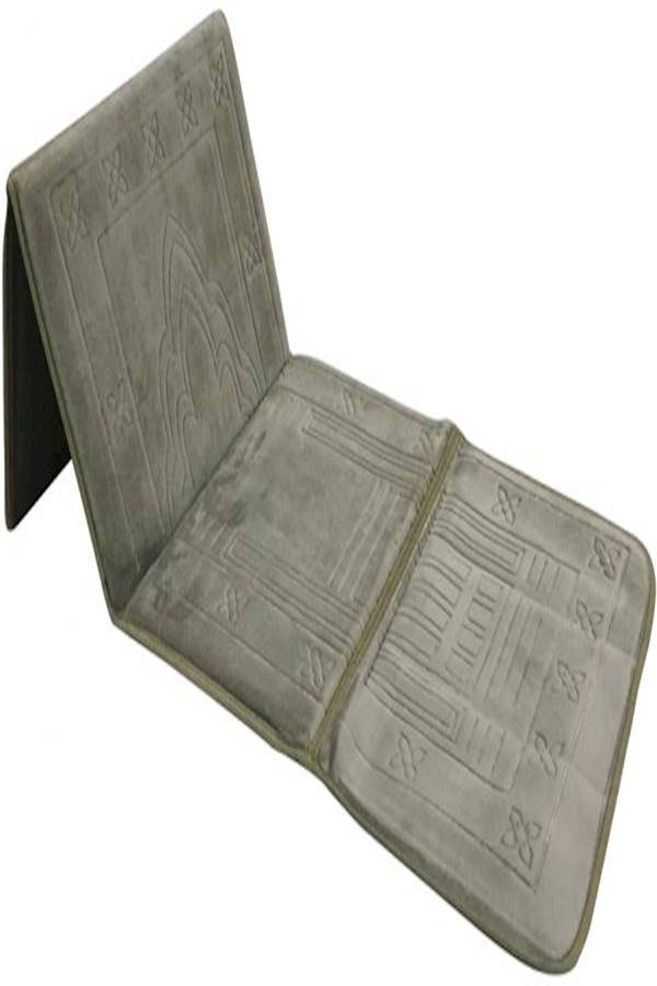 2 in 1 Foldable Prayer mat and Backrest Grey  - Image 1