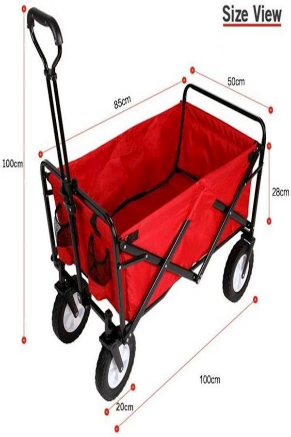 Folding Shopping Cart Trolley Red/Black  - Image 2