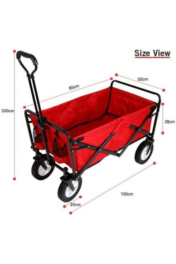 Folding Shopping Cart Trolley Red/Black  - Image 4