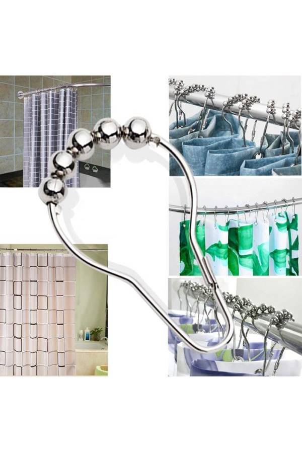 12-Piece Shower Curtain Rings Set Silver  - Image 4