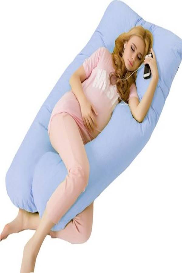 Comfortable U Shaped Maternity Pillow Cotton Blue 70x130cm  - Image 2