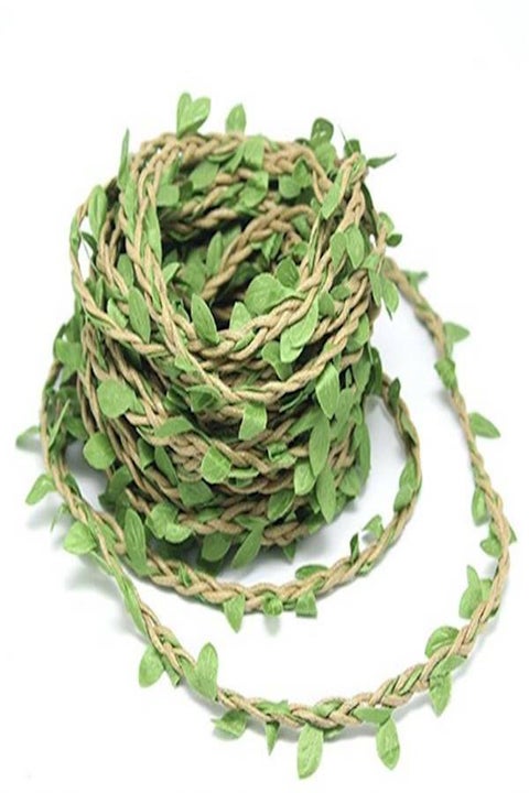 10M Width 1Cm Wax Cord With Leaves Artificial Vine Fake Plant Garland Wedding