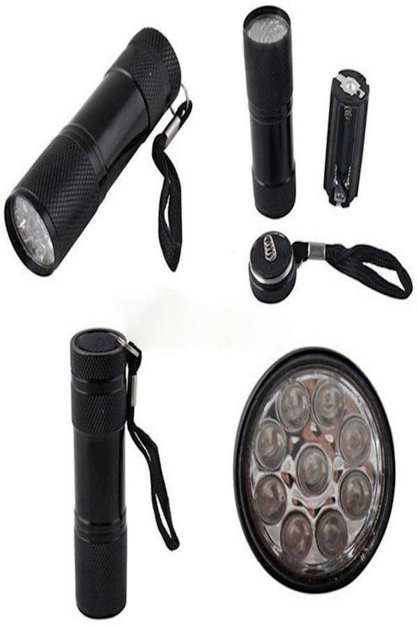 مصباح يدوي بإضاءة LED يعمل بالأشعة فوق البنفسجية ومزود بعدد 9 لمبات أسود - Image 3