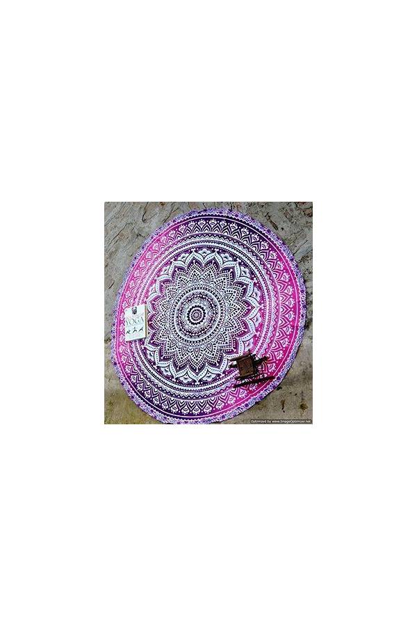 Mandala Printed Beach Towel White/Pink/Blue - Image 3