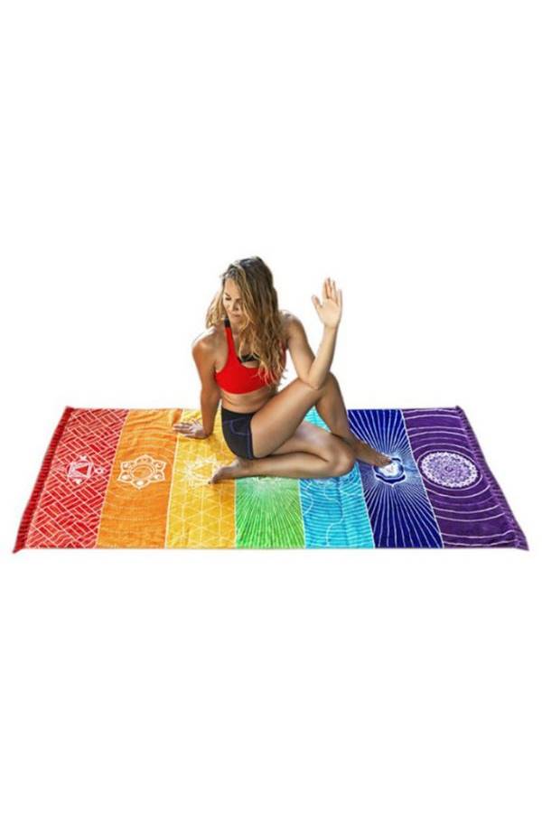 Colorful Square Beach Towel Multi Color 45x100cm - Image 3