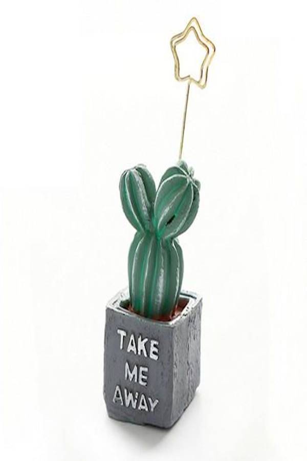 Generic Desk Decorative Cactus Card Holder Green/Grey/Gold  - Image 5