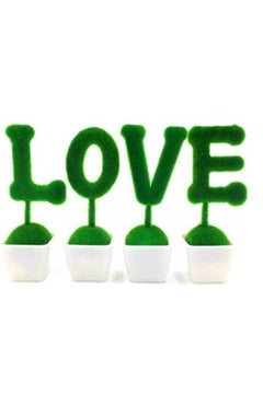Generic Home Decorative Artificial Topiary Set, Hedge Artificial Plant Set, Linen Base, Fake Plant Letters, Set Of 4 (Love)  - Image 1