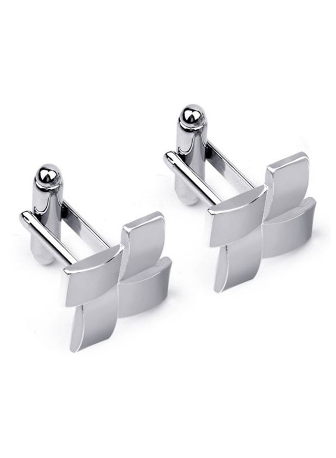 PEORA Silver Plated Alloy Geometrical Shape Cufflink