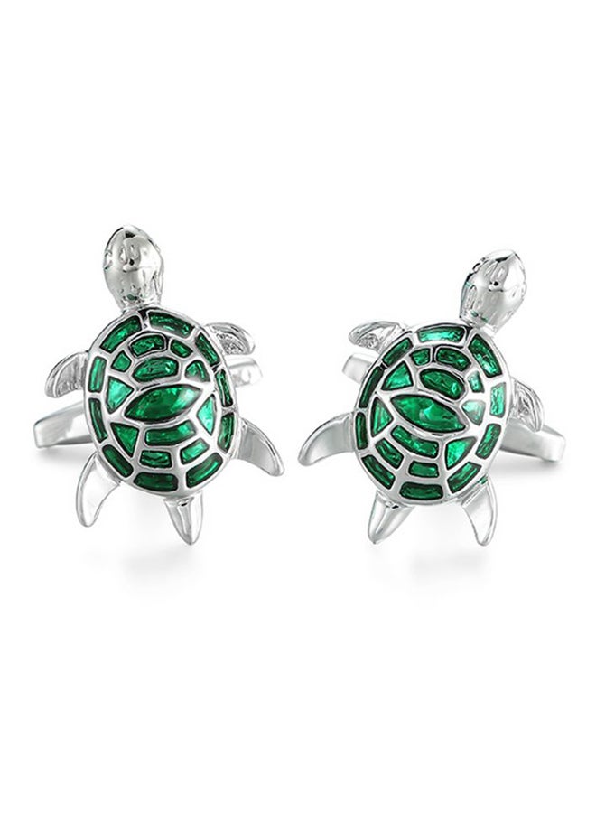 PEORA Silver Plated Brass Feng Shui Tortoise Cufflink