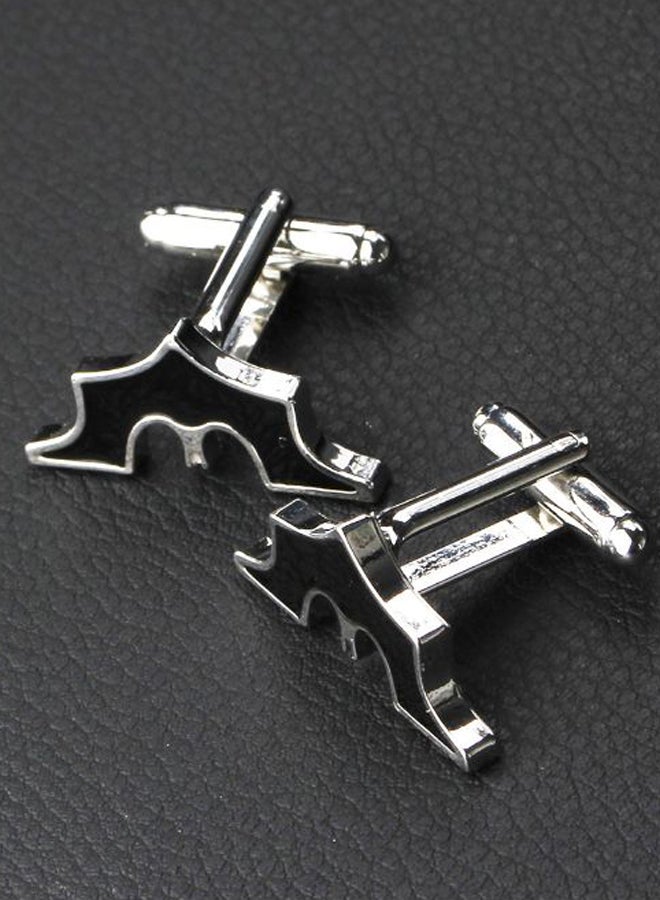 PEORA Silver Plated Alloy Batman French Shirt Cufflink - Image 3
