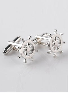 PEORA Silver Plated Alloy Nautical Ships Tone Cufflink 