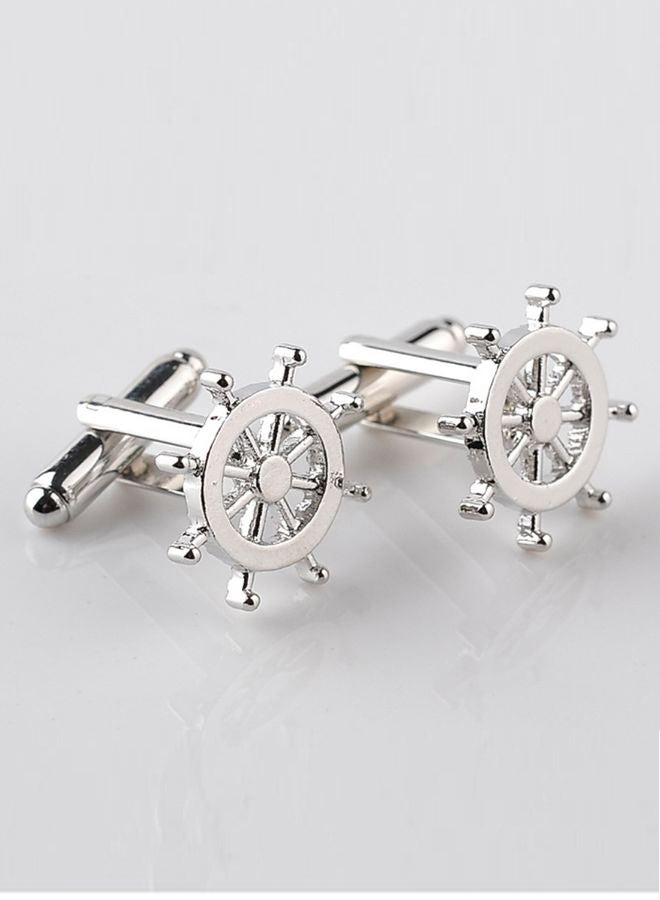 PEORA Silver Plated Alloy Nautical Ships Tone Cufflink 