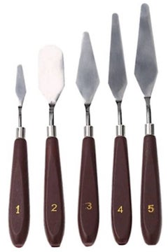 Generic 5-Piece Palette Knife Mixed Scraper Set Brown + Silver  - Image 2