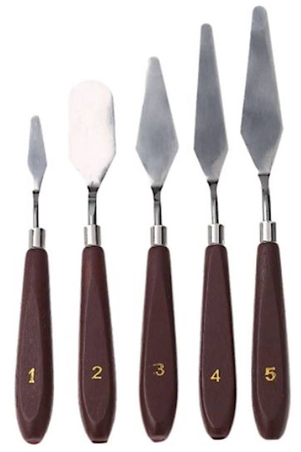 Generic - 5-Piece Palette Knife Mixed Scraper Set Brown + Silver - Image 1