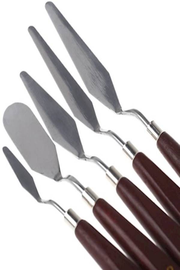 Generic - 5-Piece Palette Knife Mixed Scraper Set Brown + Silver - Image 1