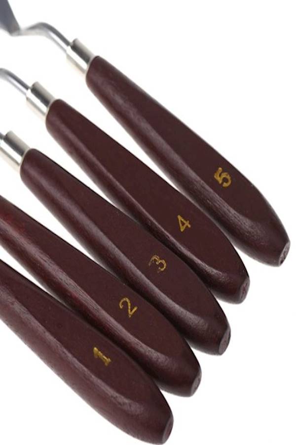Generic - 5-Piece Palette Knife Mixed Scraper Set Brown + Silver - Image 1