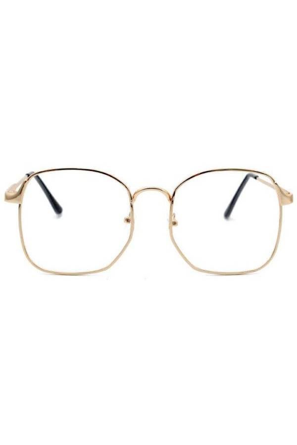 Generic - Fashion Preppy Style Gold Big Frames Flat Light Eyeglasses - Image 1