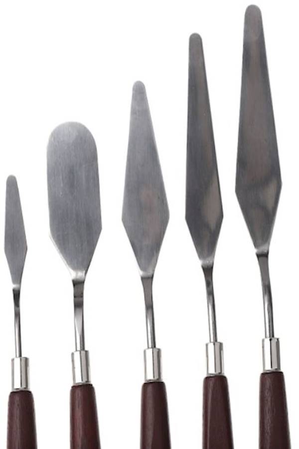 Generic - 5-Piece Palette Knife Mixed Scraper Set Brown + Silver - Image 1