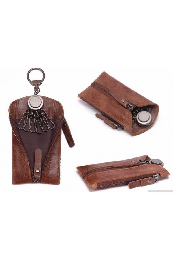 Generic Leather Car Key Wallet Key Chain - Image 2