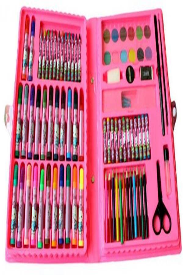 Drawing Pen Art Set Painting Sketching Colour Pencils Glue With Case For Children