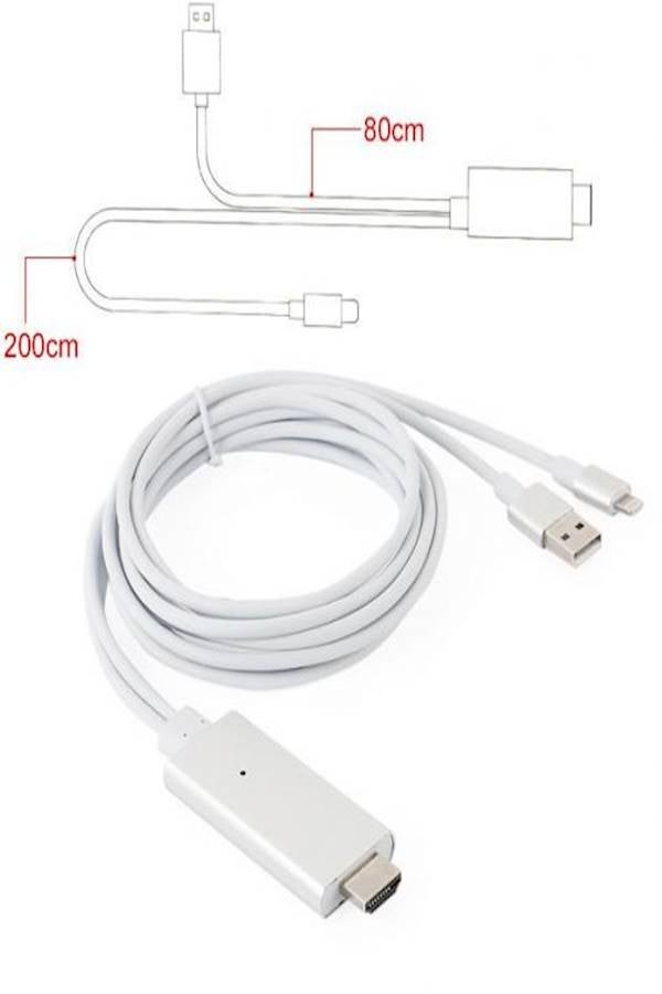 كابل لشحن الطاقة بمنفذ USB/ Hdmi/ Hdtv لأجهزة آيفون 7/ 7 بلس/ 6S بلس/ 6 بلس/ 6S/ 6/ 5S/ 5/ 5C - Image 2