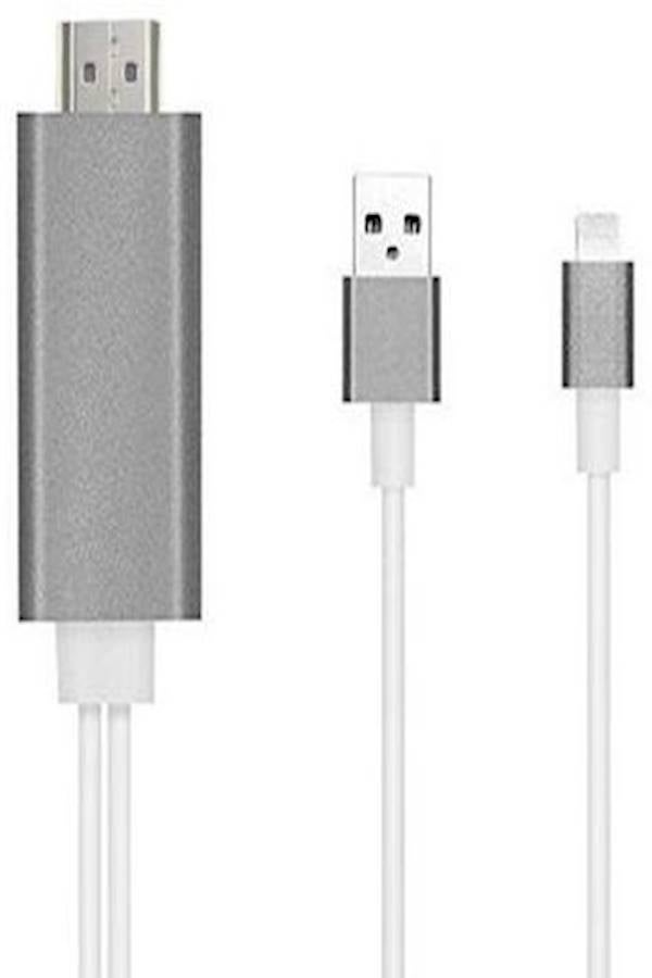 كابل محول من Lightning USB إلى Hdmi لهاتف أبل آيفون 6/ 6 بلس/ 6S/ 6S بلس رمادي - Image 1