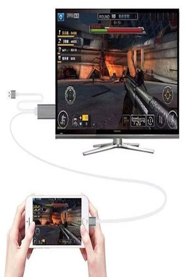 كابل محول من Lightning USB إلى Hdmi لهاتف أبل آيفون 6/ 6 بلس/ 6S/ 6S بلس رمادي - Image 2