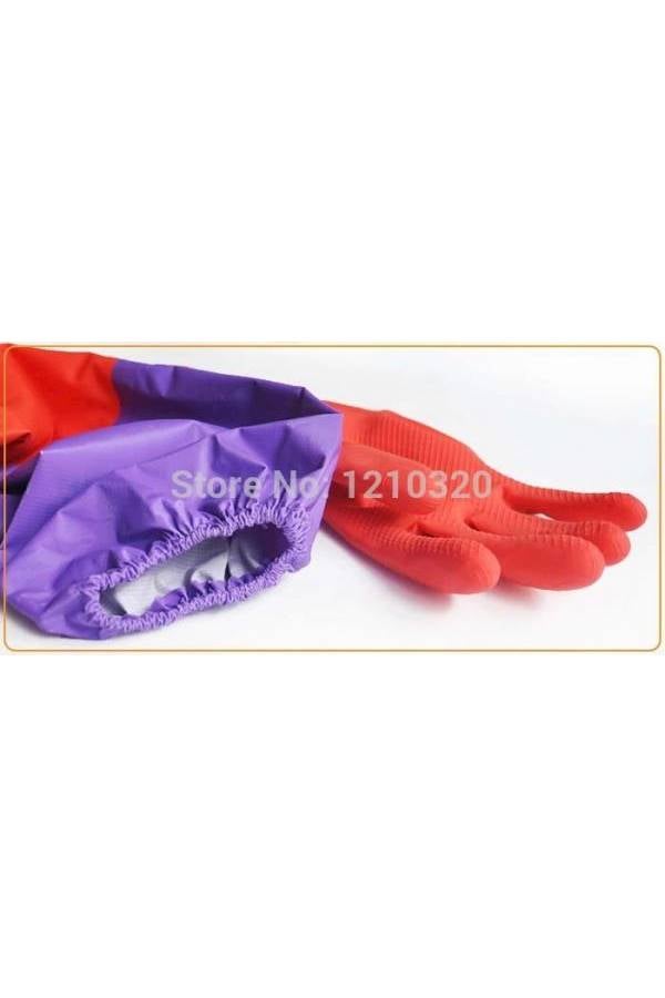 Reusable Waterproof Cleaning Gloves Purple/Red 120grams - Image 5