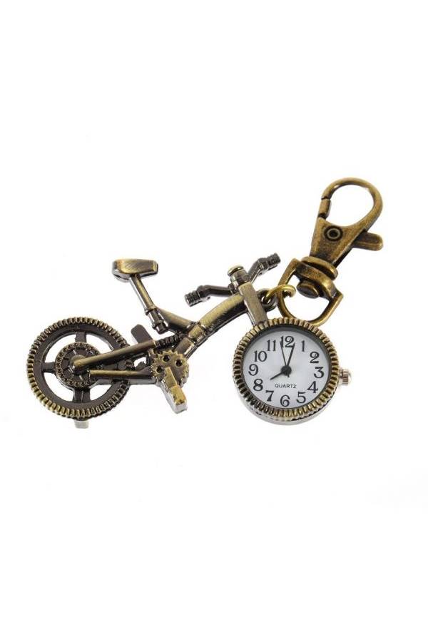Generic - Vintage Bronze Color Bike With Clock Key Chain - Image 1