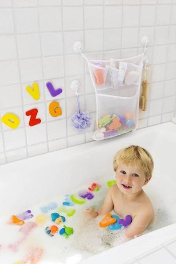 Bath Toy Organizer - Xl Baby Bath Toys Bin With 3 Extra Pockets For Soaps & Shampoos Mold Resistant Quick Dry Mesh  - Image 2