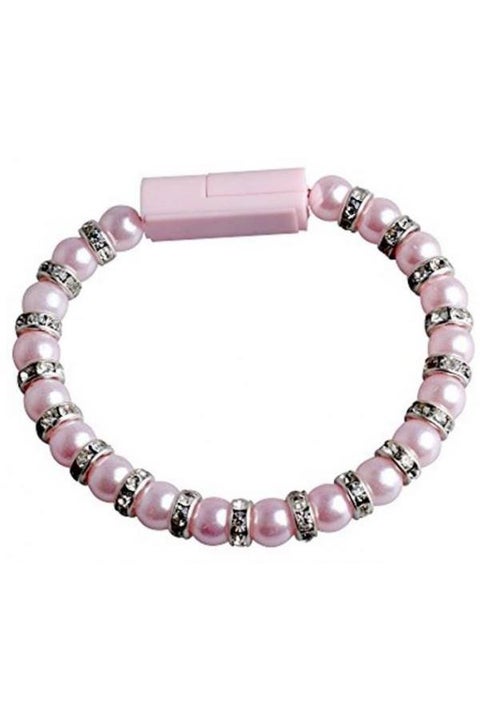 Micro USB Data And Charging Bracelet Beads Cable For Smart Phone Tablet Pink