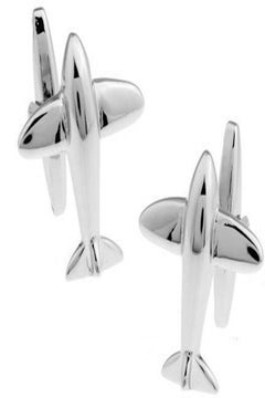 Airplane Plane Plan Stainless Steel Cufflinks for Plane Fans, Silver