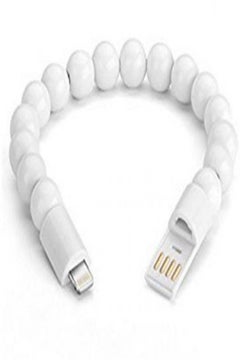USB Lightning Data And Charging Bracelet Beads Cable For Iphone Ipad Ipod White