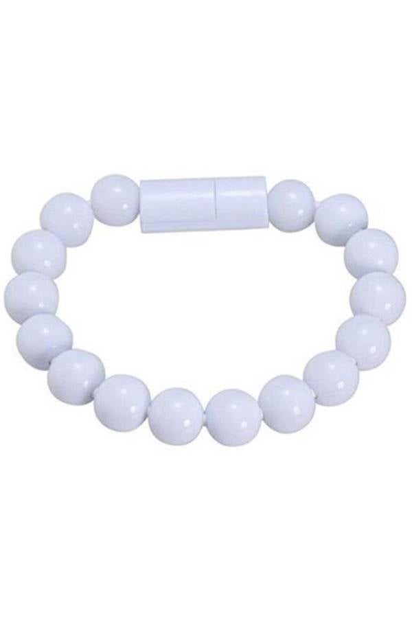 Generic - Micro USB Data And Charging Bracelet Beads Cable For Smart Phone Tablet White - Image 1