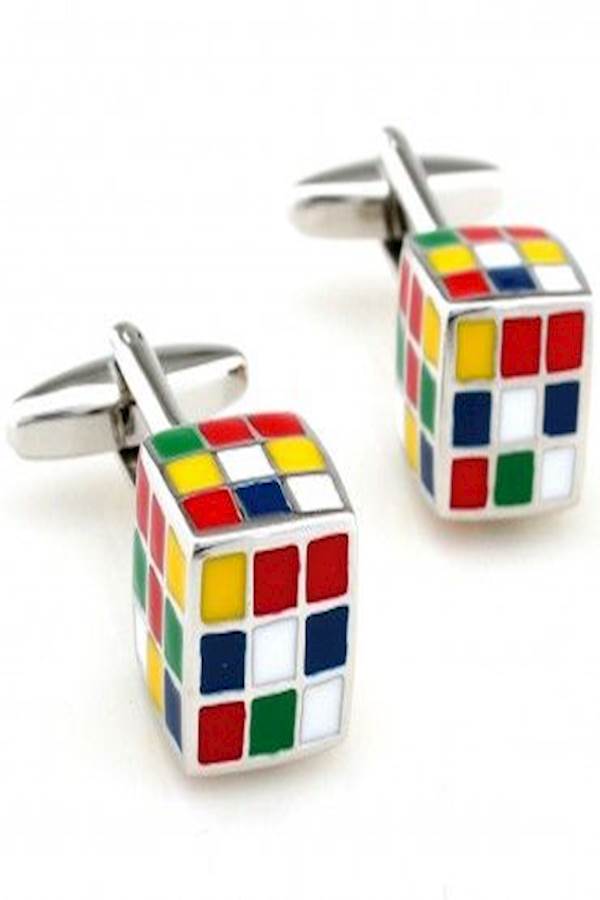 Generic - Rubik Cube Design Brass Cufflinks - Image 1