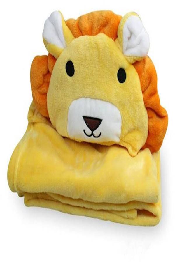 Baby Hooded Bath Towels Animal Bathrobe Fleece Towel Blanket (Lion)  - Image 1