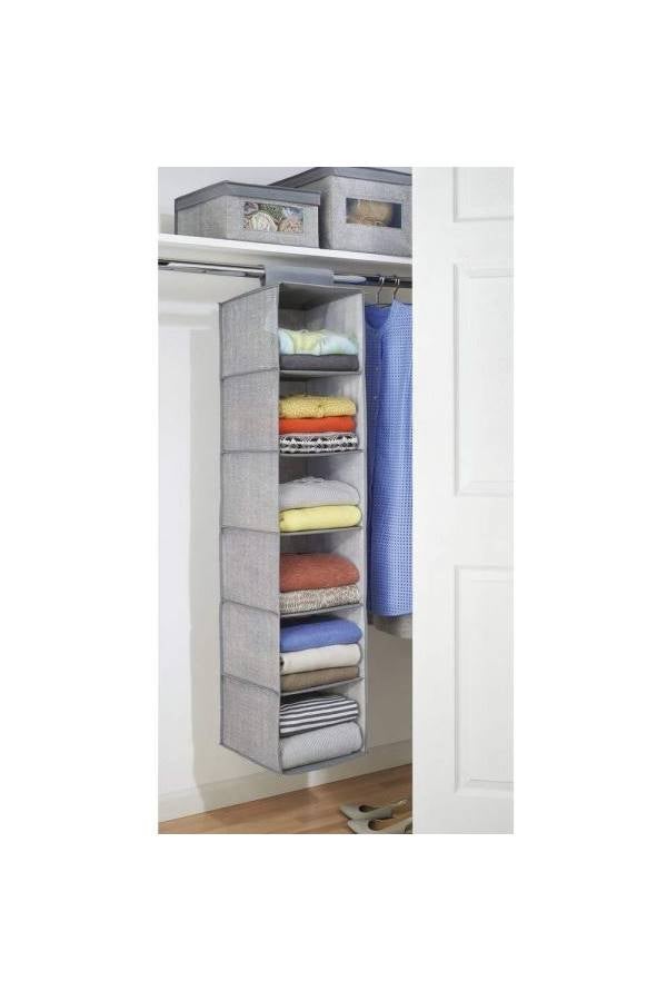 6-Racks Shelf Hanging Wardrobe Closet Bag Grey - Image 3