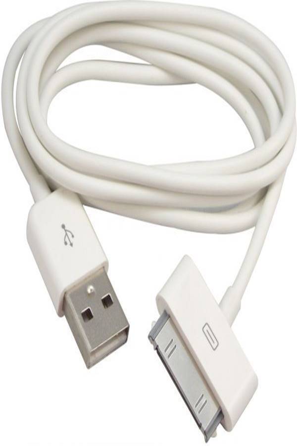ماركة غير محددة - كابل شحن ومزامنة بيانات بمنفذ USB لهاتف آيفون 4/ 4S وجهاز آي بود 4G الجيل الرابع أبيض - Image 1