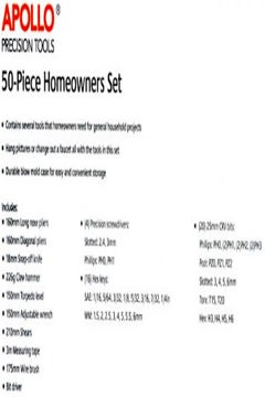 Apollo 50-Piece Homeowners Heavy Duty Tool Set Silver 12x3inch  - Image 4