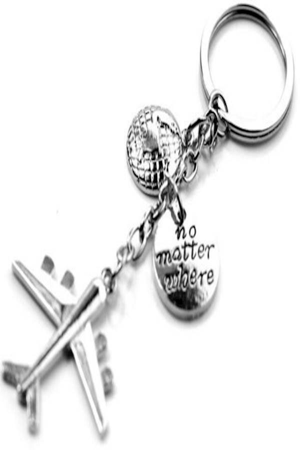 سلسلة مفاتيح معدنية بتصميم من سلسلة الطائرات ومطبوع عليه عبارة "No Matter Where" - Image 4