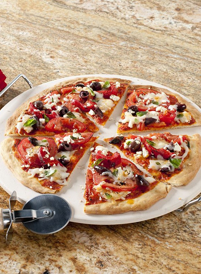 NORDICWARE 3-Piece Pizza Stone Set Beige/Silver - Image 2